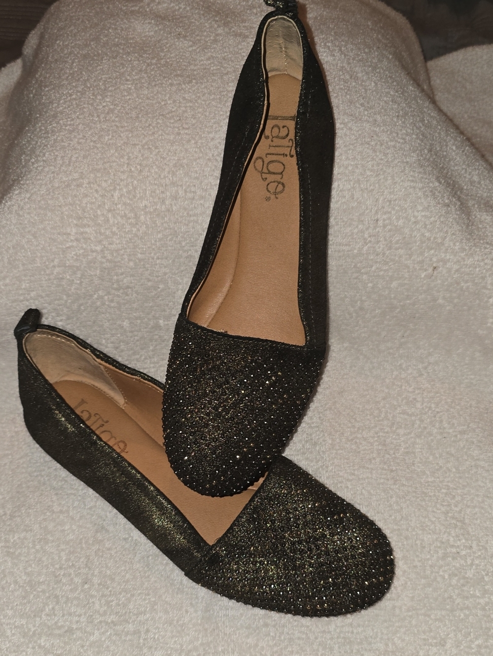 Latigo Sparkly Black Crystal Studded Flats 8.5